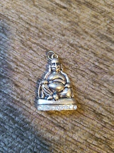 Happy Buddha Necklace Pendant Charm Silver Tone? Nonmagnetic but no markings j1 - Picture 1 of 6