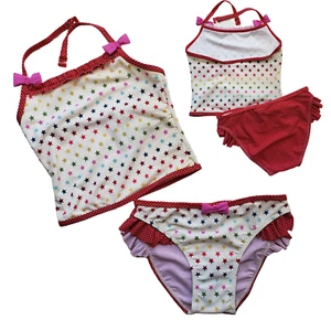 Girls Swimwear Angels by Accessorize Ruffle Bow Stars 2pc Tankini Set SZ 6-8 - Picture 1 of 8