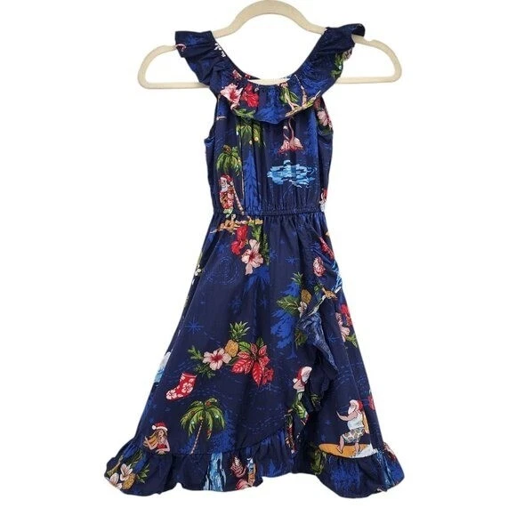 Hawaii Hangover Christmas Santa Sleeveless Blue A-line Dress Girls 8 - Image 1 of 4
