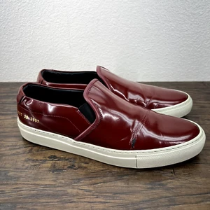 Common Projects Womens Sneakers 39 US 9 Deep Red Leather Slip On Casual - Picture 1 of 13