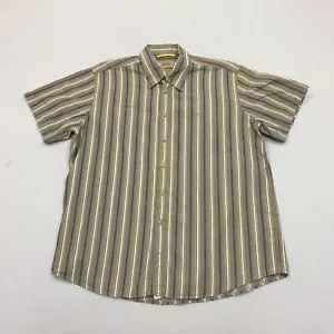 Camel Active Shirt Mens Extra Large Short Sleeve Button Up Striped Beige (XL) - Picture 1 of 10