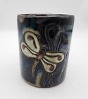 Dragonfly Mara Coffee Tea Mug Pottery Stoneware Mexican Green Blue Tan Signed