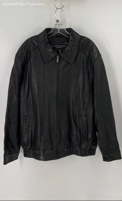 Chaqueta Cambridge Classics de cuero negra manga larga cremallera completa para hombre talla L 42/44 Foto 1 de 4