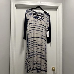 NUEVO Vestido Camiseta Jersey Elástico Karen Kane 3K13200 Tie Dye 3/4 Slv, XL Azul Marino - Imagen 1 de 12
