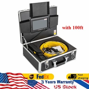 100ft Rohr Inspektionskamera HD 1200 TVL Abfluss Kanal Kamera 7" LCD Monitor - Bild 1 von 16