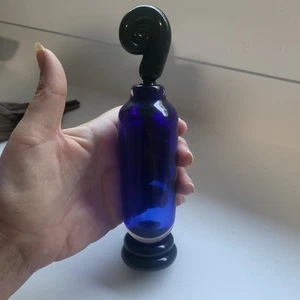 Vintage Cobalt Blue Black Correia Perfume Bottle Art Glass Signed Numbered Dated - Picture 1 of 14