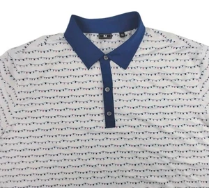 Footjoy Golf Polo Camicia Uomo 2XL Bianca con Righe Elasticizzata Tema Nautico FJ - Foto 1 di 16