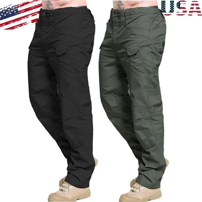 Mens Cargo Pants Work Combat Pants Outdoor Hiking Waterproof Tactical Trousers - Image 1 of 4