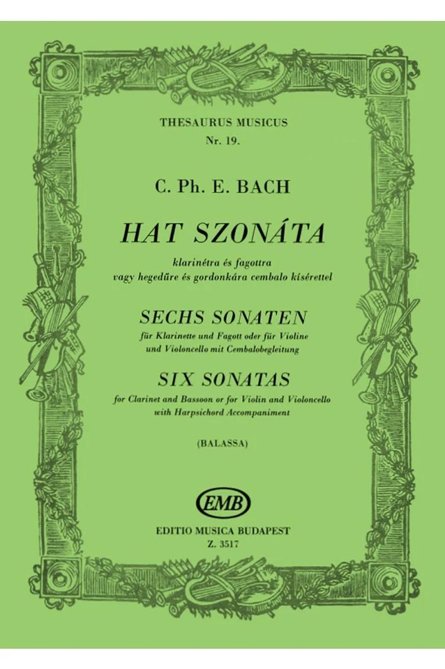 Six Sonatas for clarinet and bassoon Bassoon Instrumental Duet Music Bach Editio - Image 1 of 1