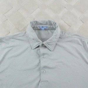 Gen Teal Polo Shirt Mens Large Striped Performance Stretch Golf Casual - Picture 1 of 10