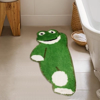 Linda Alfombra de Baño Rana Verde, Antideslizante Microfibra Absorbente de Agua Suave Esponjoso Baño... Foto 1 de 4