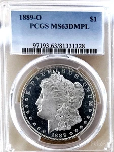 1889 O MORGAN DOLLAR PCGS MS63DMPL! STELLAR GEM! MEGA 30+INCH BLK MIRRORS #49071 - Picture 1 of 3