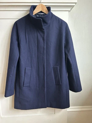 Abrigo J Crew City azul marino mezcla de lana B2506 para mujer talla 4 Foto 1 de 4