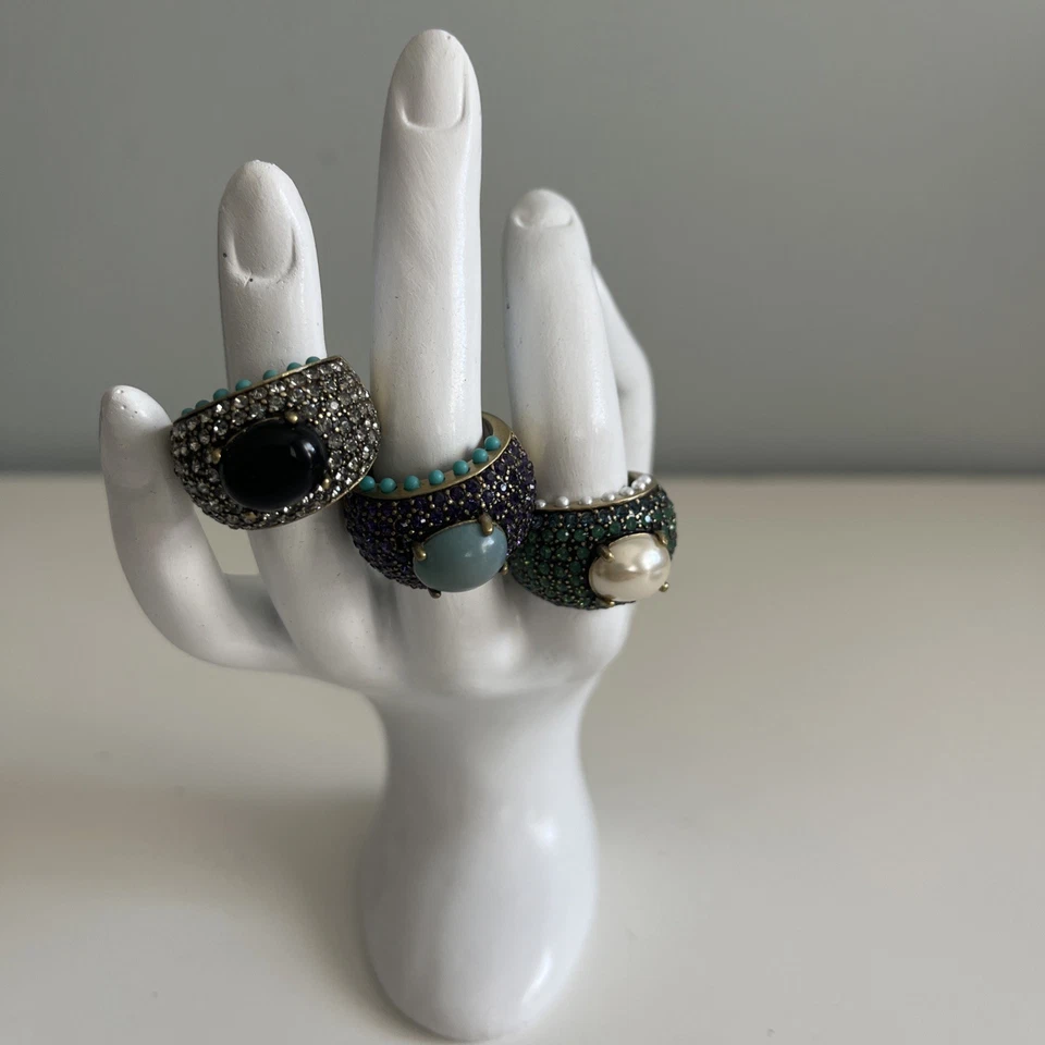 Lote de 3 anillos de cúpula de piedras preciosas de cristal HEIDI DAUS nuevos en caja talla 8 Foto 1 de 4