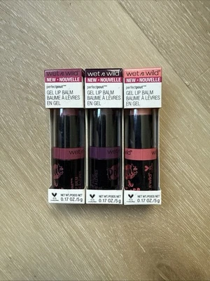 Lot (3) NIB Wet N Wild Perfect Pout Gel Lip Balm 951B Tease 955B Love 956A Rule - Image 1 of 4
