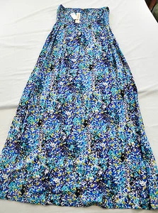 women's Feathers junior dress size small full length multi-color blues strapless - Picture 1 of 7