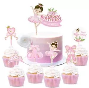 7pcs Dancing Ballerina cake topper Tutu Flower Ballet Dancer cake topper - Picture 1 of 6