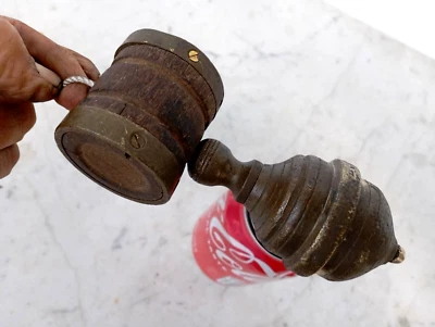 Vintage Solid Brass Huge Plumb Bob Mason Vertical Level Block With Brass Bands - Image 1 of 4