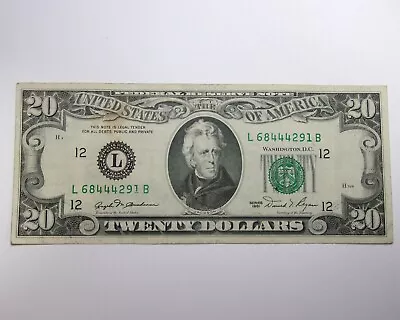 $20.00 Bill Small Face Kind L-Series Banknote From San Francisco "Rare One" - Image 1 of 2