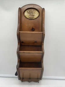 Letter/Bill/Key Holder Old Country Wood Lucite Wall Mounted 20" H Vintage 60s - Picture 1 of 14