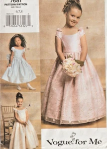 "VOGUE FOR ME" SPECIAL OCCASION DRESSES Pattern 7681 (Girl's Sz 6-8) Vtg/Uncut - Picture 1 of 2