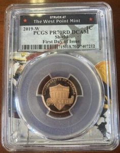 2019 W Proof Lincoln Cent PCGS PR70 RD DCAM PRIMO GIORNO DI EMISSIONE POP 63 TOP POP! - Foto 1 di 2
