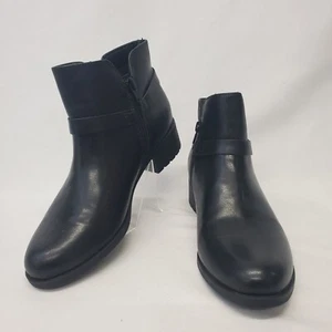NEW Baretraps Black Bootie Size 8.5 Erlene Low Heel Zipper Buckle Boots - Picture 1 of 12