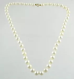 14k Yellow Gold Clasp Hand Knotted Cultured Pearls Necklace 28.7g 16.5 In 7.42mm - Picture 1 of 10