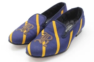 Ralph Lauren Rugby Varsity Striped Loafer Slipper Polo 7 Blue Yellow England - Picture 1 of 9