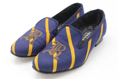 Ralph Lauren Rugby Varsity 条纹乐福鞋拖鞋 Polo 7 蓝色黄色英格兰 — 第 1/4 张图片