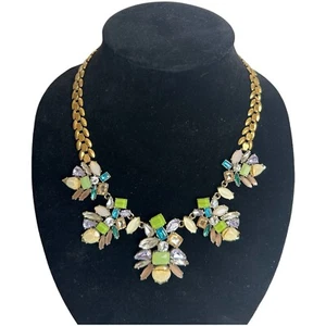 Stella & Dot Necklace Mae Trellis Statement Necklace Colorful Gold Pastel Spring - Picture 1 of 5