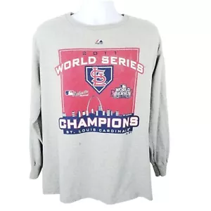 Majestic St Louis Cardinals T Shirt Mens L Baseball MLB 2011 World Champions - Picture 1 of 8