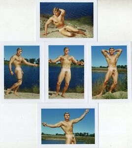 GAY:Vtg Retro Nude Male 2.5x3.5 Western Photo Guild Lot GET YOUR OXYGEN READY a2