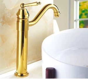 Gold Brass Faucets 360° Swivel Basin Mixer Sink Kitchen Laundry Tap Spout - Picture 1 of 10