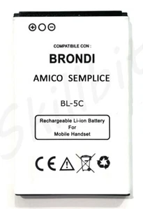 BATTERIA PER BRONDI AMICO SEMPLICE NOK N70 BL-5C BIFP600AB W2 1100 mAh NUOVA - Foto 1 di 3