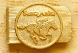 Santa Anita Raceway Gold Tone Money Clip Jockey on Horseback Racing Bill Holder - Picture 1 of 1