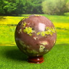498G Natural Peach blossom tourmaline Quartz Sphere Crystal Ball Reiki Healing