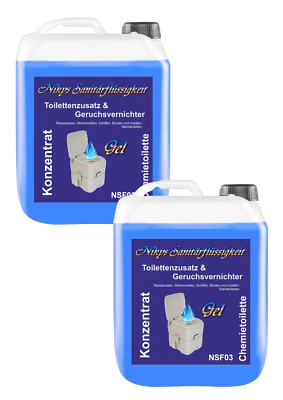 NIKYS SANITÄRFLÜSSIGKEIT NSF03 2x5L Sanitärzusatz/Sanitärflüssigkeit f Campingtoilette Konzentrat Gel Spültank