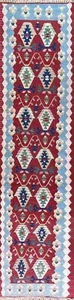 Corredor Kilim turco vintage, bonito multicolor 3' x 14',c-1970 #17511 - Imagen 1 de 10