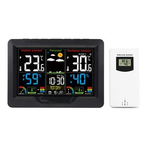 Digital LCD Weather Station Clock Indoor & Outdoor Calendar Thermometer Wireless - Picture 1 of 13