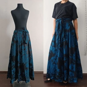 Esprit Long Voluminous Floor-Length Cotton Skirt Black Blue EUR 34, US 4, UK 8 - Picture 1 of 14