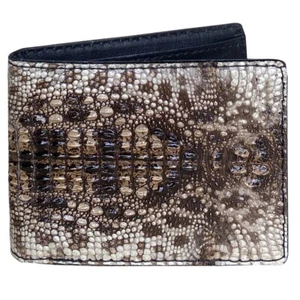 Real Crocodile Bifold Leather Wallet Men's Skin Billfold Handmade RFID Blocking - Picture 1 of 9