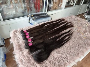 BRASILIANISCHES ROHES REINES HAAR 30+30+30+30+30&26 ZOLL 5X5 BREITERER VERSCHLUSS GERADE 590g - Bild 1 von 7