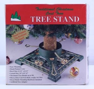 Albero di Natale tradizionale in ghisa con scatola vintage resistente quadrato dipinto a mano - Foto 1 di 23