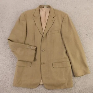 Eddie Bauer Jacket M Beige Brown Herringbone Silk Wool Blazer 40R - Picture 1 of 16