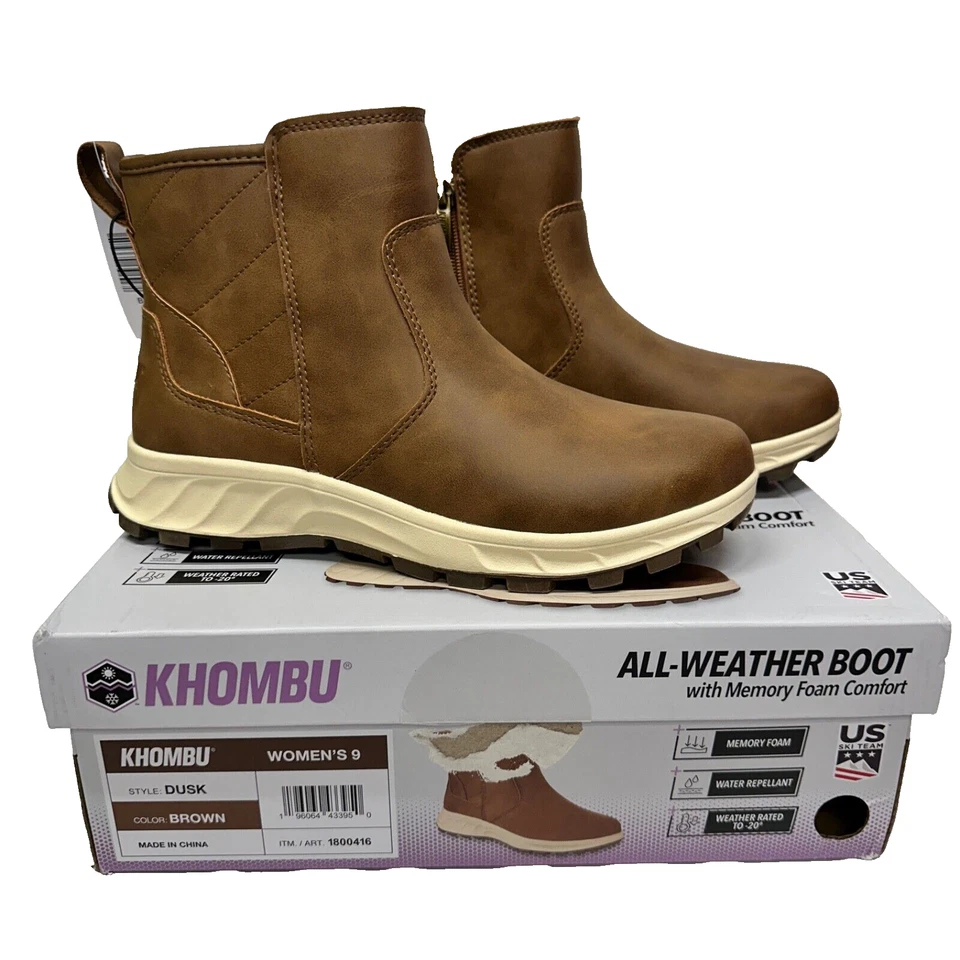 Khombu Dusk Ladies Size 9 All Weather Boots Brown