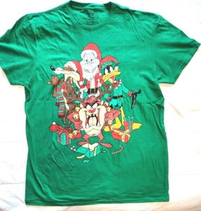 Looney Tunes Christmas T Shirt Taz Bugs Daffy & Wiley Adult Unisex M - NWT - Picture 1 of 3