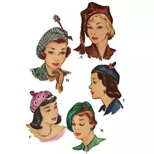 1940er Jahre Muster, elegante Damen Baskenmützen, Hüte, Millinery 'einfach zu nähen' - Bild 1 von 3