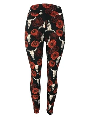 Skull & Flowers Southwest Cow Tall & Curvy Yoga TC Buttery Soft FREE SHIP - Image 1 of 3