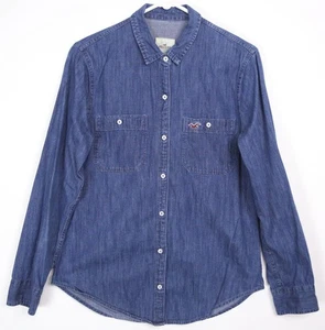 Hollister Hemd Damen mittelblau Denim Chambray Denim Langarm Knopfleiste - Bild 1 von 10
